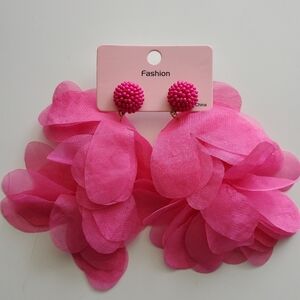 Whimsical Pink Chiffon Earrings